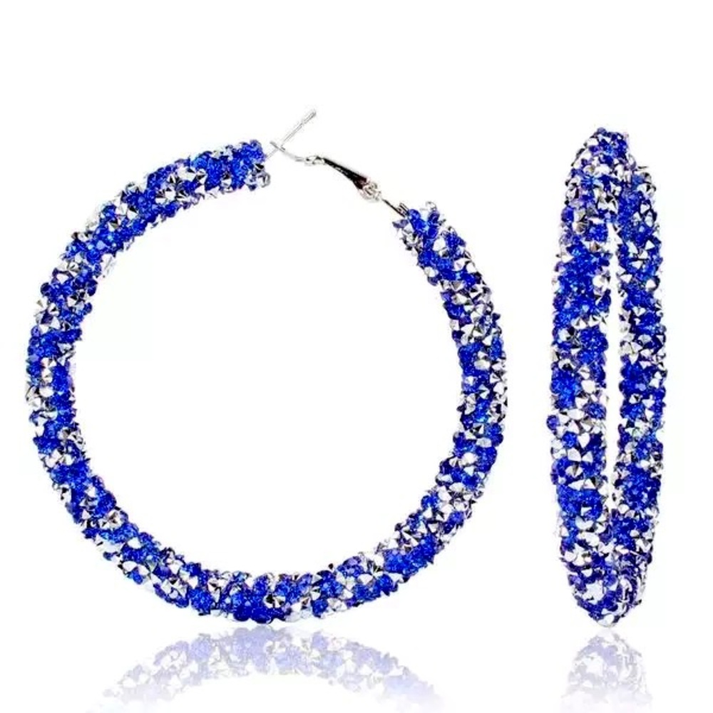 Hoop earrings shimmer blue